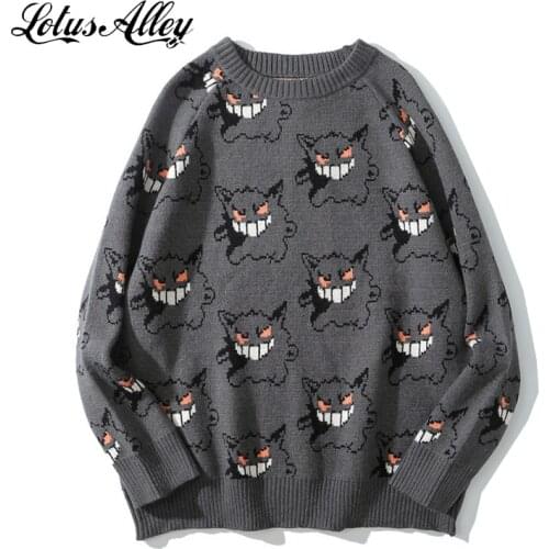 Harajuku Knitted Sweater Women Streetwear Emo Print Japanese Style Jersey Knit Female 2021 Autumn Winter Pullover Women Jumper