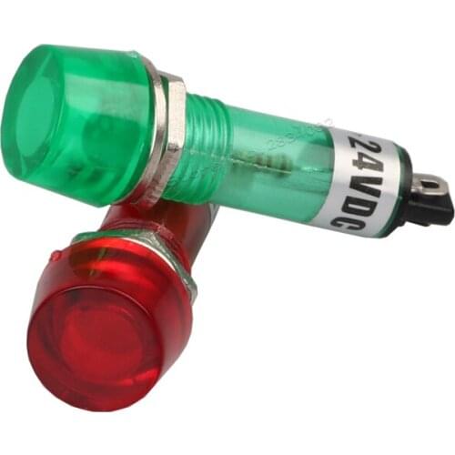 10pcs 10mm Signal lamp indicator light Green red 12V 24VDC 220VAC pilot lamp warning light NHC 2 pin terminal