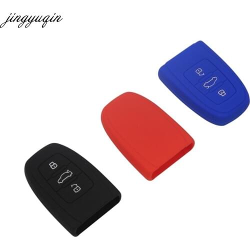 Jingyuqin 10pcs 3 Buttons Silicone Car Remote Key Fob Shell Cover Case For Audi A4L Q5 A8 C7 new A6L SQ5 RS5