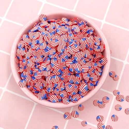 100g/lot Round American Flag Clay Sprinkles for Slime Filling Polymer Slice DIY Nail Art Decoration Shaker Card Accessories 5mm