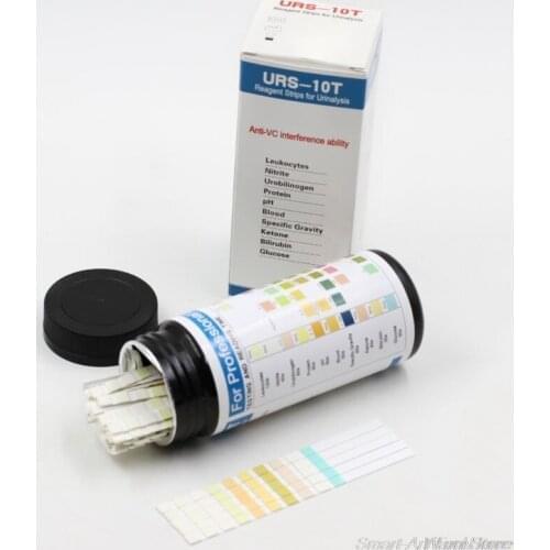 100 Strips URS-10T Urinalysis Reagent Strips 10 Parameters Urine Test Strip Leukocytes, Nitrite, Urobilinogen, Protein, pH