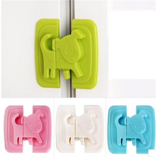 2Pc Plastic Baby Safety Lock Cartoon Puppy Shape Refrigerators Door Cabinet Locks For Children Security Protector Baby Care Tool