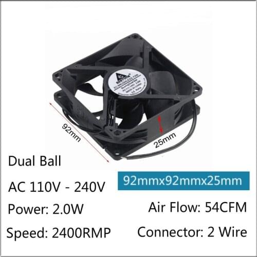 Gdstime 20 Pcs 9225EC 90mm AC 110-240V Ball Dual Voltage Motor Cooler 9cm 92*92*25mm EC Brushless Cooling Fan 92mm x 25mm