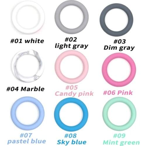 Kovict 5pcs Teething Ring 65mm Silicone Beads Circle with hole Baby Teether Infant Teething Bead For Necklace Accessories Toy