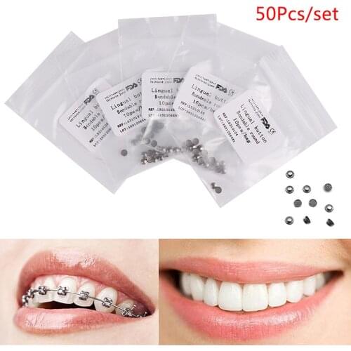 50 Pcs Hot Sale Dental Orthodontic Ortho Lingual Buttons for Bondable Round Base Oral Care Products