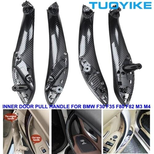 Car Styling Carbon Fiber Front Rear Left Right Interior Door Pull Handle Trim Cover For BMWF30 F31 F32 F34 F35 F36 F80 F82 M3 M4