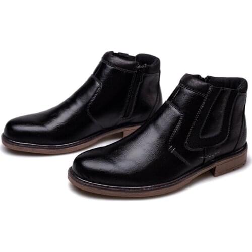 Black Leather Boots Men Shoes 48 Casual Shoes Men Boots Brown Spring/autumn Classic Fashion Trend Motorcycle Ankle Boots Homme