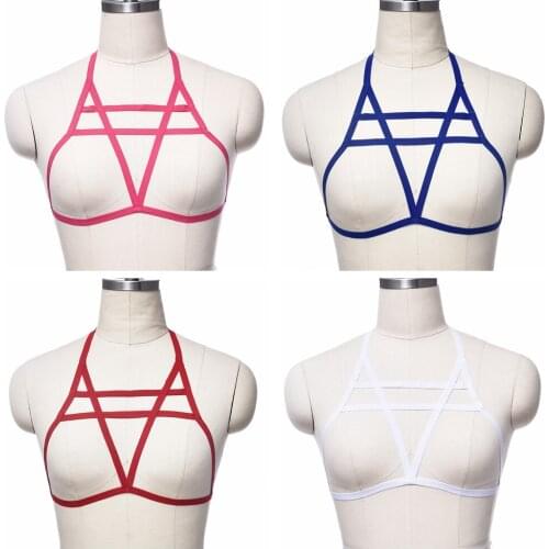 Fetish Harness Lingerie Bra Rave Wear Sexy Multicolor Body Cage Gothic Soft Body Harness Belt Women Bondage Crop Top Underwear