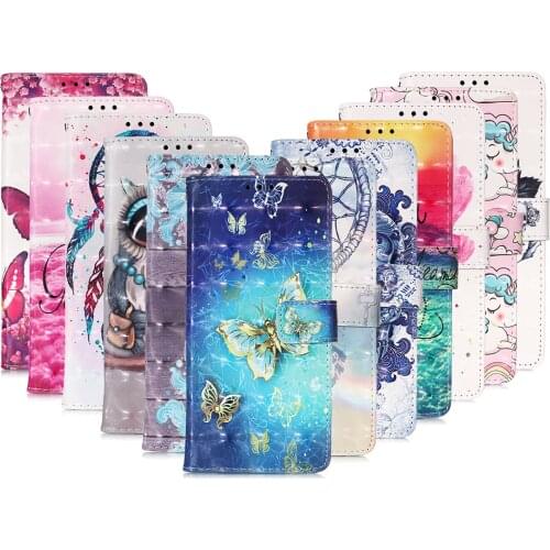 300pcs/Lot 3D Painted Flip Wallet PU Leather Phone Case For iPhone 13 12 Pro Max Mini 11 8 7G 6G 7 Plus SE 2 TPU in Inner Cover