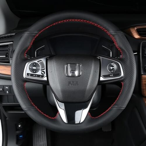 For Honda CRV CR-V 2017 2018 2019 steering wheel cover DIY hand-stitched leather steering wheel handle set interior modification