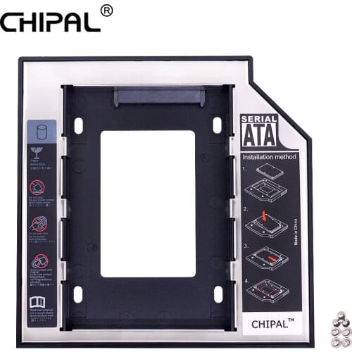 CHIPAL 100pcs 2nd HDD Caddy 12.7mm SATA 3.0 2.5" 1TB SSD Hard Disk Drive Case Enclosure with LED Indicator for Laptop DVD-ROM