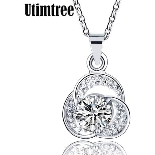 Utimtree Elegant Crystal Flowers Necklace Jewelry Charm Cubic Zircon Chokers Necklaces For Women Wedding Engagement Bijoux