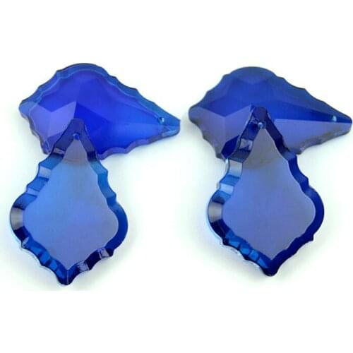 38/50/63/76mm Dark Blue Crystal Glass Chandelier Crystal Maple Leaf Crystal Hanging Pendant For Lamp Part