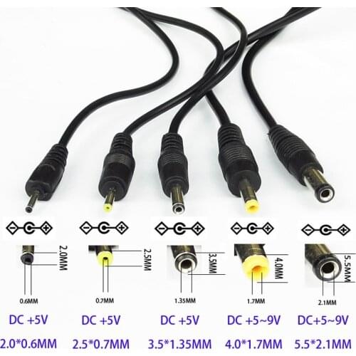 Cable 80cm USB Port to DC 2.0 2.5 3.5 4.0 5.5mm 5V DC Barrel Jack Power Cable Connector Black For LED Lamp Or Other Equipment