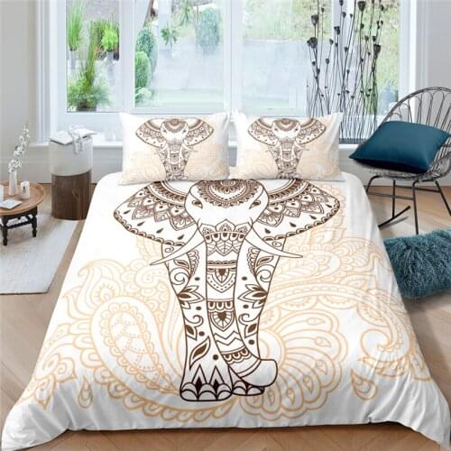 Home Living 3D Elephant Printed 2/3Pcs Bedding Set Comfortable Duvet Cover Pillowcase Home Textile Single Queen and King Size