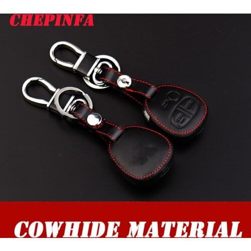 CHEPINFA Leather Car Key Cover Case For Mitsubishi Outlander Lancer 10 Pajero Sport EX ASX RVR Colt Grandis L200 Smart