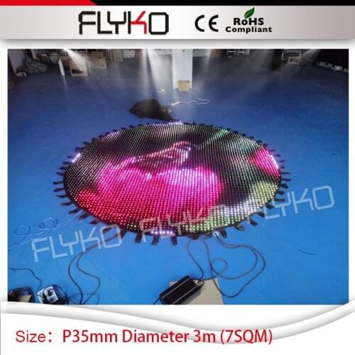Circle shape P35mm 3m diameter full color RGB flexible led video curtain music stage display screen
