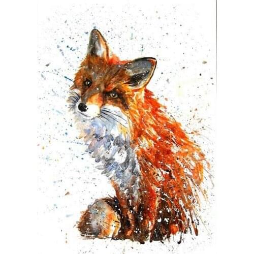 Fox watercolour paint splash picture Art Film Print Silk Poster for Your Home Wall Decor 24x36inch