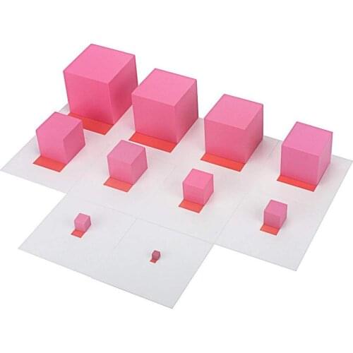Montessori Materials Pink Tower With 10Pcs Stand Cards 0.7-7CM Early Childhood Education Preschool Kids Toys Brinquedos Juguetes