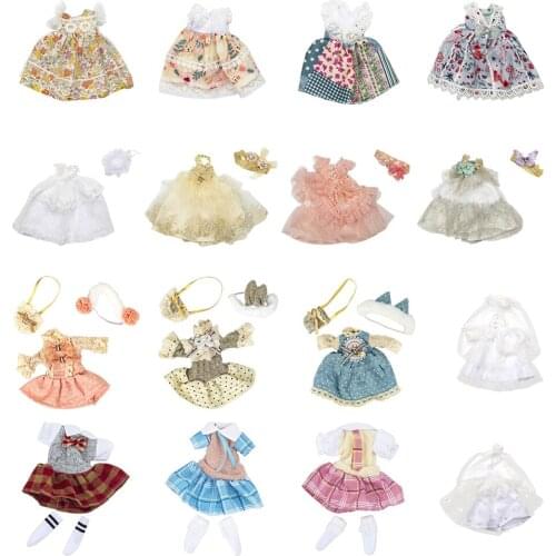 Fashionable Dolls Clothes Dress Clothing DIY Hair Band Bag 20cm Handmade Party Dresses Girl Doll Kids Toys