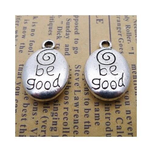 RAINXTAR Fashion Alloy Oval Shape Be Good Charms With Swirl 14*20mm 10pcs AAC410