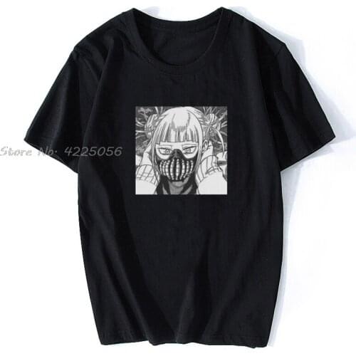 Mans Himiko Toga BNHA Villain Anime Manga Kawaii T-Shirt Novelty Print Fashion Men Cotton Tshirt Tees Streetwear