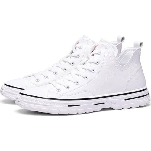 Mens shoes 2020 new fashion leisure high top board shoes soft soles comfortable non-slip simple small white shoes