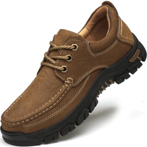 Men Casual Shoes Sneakers Outdoor Men Flat Shoes Non-slip Platform Men Genuine Leather Shoes Band Comfortable Hiking Shoes