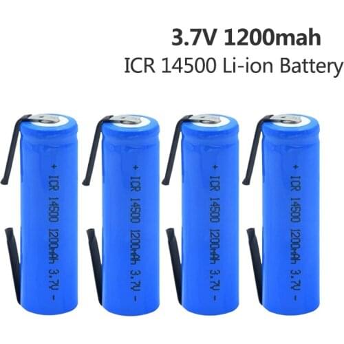 New 14500 Battery 1200mah 3.7V Lithium Rechargeable Battery AA 14500 for Toothbrush Shaver Hair Clipper Cell With Welding Nickel