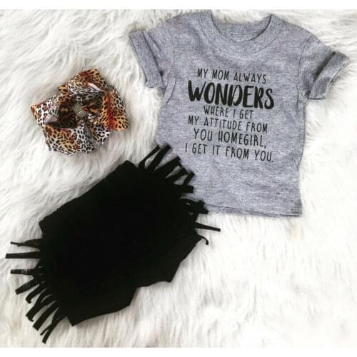 Newborn Toddler Baby Girl Clothes Print Letter Short Sleeve Shirt Tops Short Pants Two Pieces Clothes Outfits