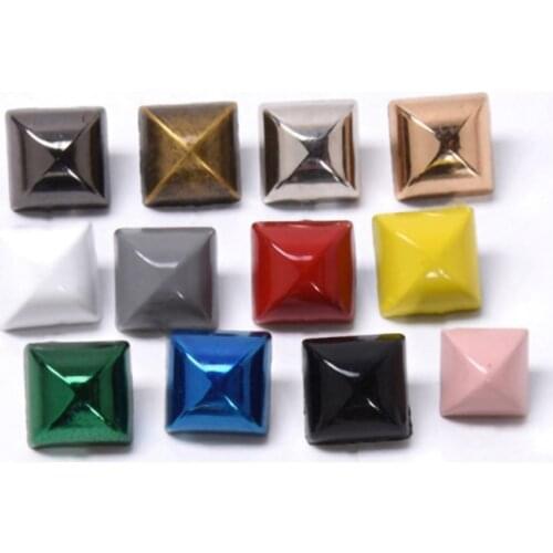 12mm Colorful Pyramid Tents Square Bracelet Rivet Cap Studs For Leather Craft Wallet Bag Hat Shoe Jewelry Trims Accessories