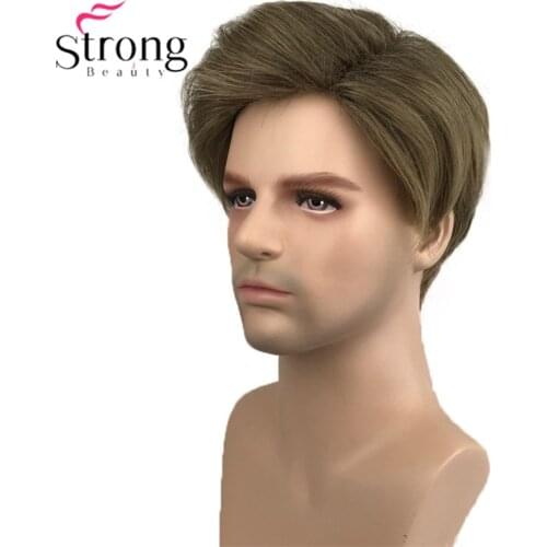 StrongBeauty Light Brown Short Mens Wigs Synthetic Full Wig for Men