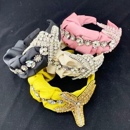 Fashion Women Hair Accessories Pearl Big Bow Headband Starfish Shape Silk Cloth Headband Turban Hair Accessories