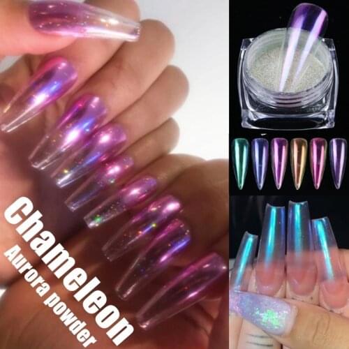 7 Color Transparent Fashion Mirror Mermaid Powder Nail Chrome UV Gel Pigment Magic Dust Powder Laser Nail Art Decorations
