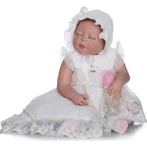 57cm Handmad Adora Lifelike Newborn Sleeping Baby Girl with Small Blanket Bonecas Bebe Silicone Baby Reborn Dolls