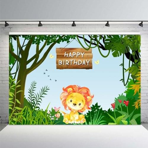 Jungle Safari Woodland Party Photo Backdrops Animal Forest Child Kids Birthday Backdrops Banner Photography Background Props