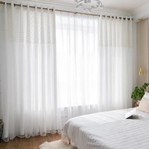 Chicity white Blackout Curtains For Living room Double layer daisy elegant white Lace curtain for bedroom women customized