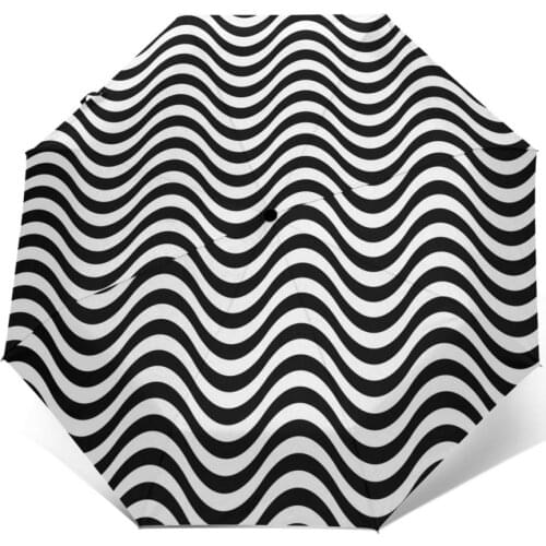 Wind Resistant Folding Automatic Umbrella Women Auto Modern Wave Windproof Umbrellas Rain For Men Parasol