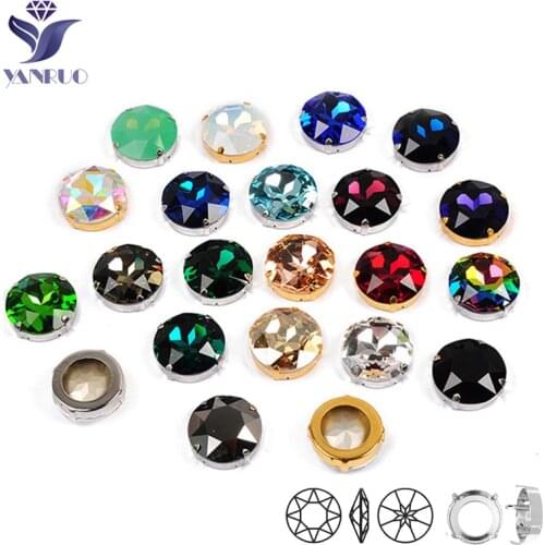 YANRUO 1201 Rivoli 27mm Large Claw Rhinestones Stones Glass Strass Crystal With Silver Gold Pointback Rhinestones For Dress