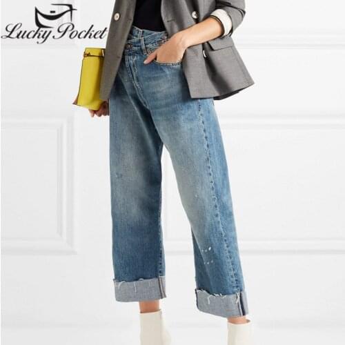 2020 Women Spring Autumn Cotton Casual Blue Trousers Ladies New Loose Straight Jeans Female High Street Denim Long Pants ML80