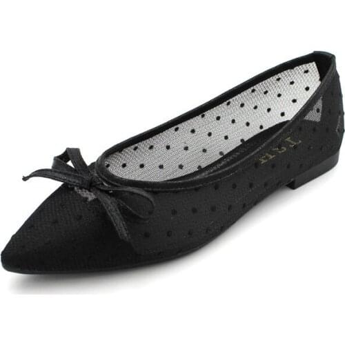 Gentle Pointed Flat Flat With A Single Shoes Female The 2019 Summer New Wave Dot Mesh Fairy Shoes Wild Breathable