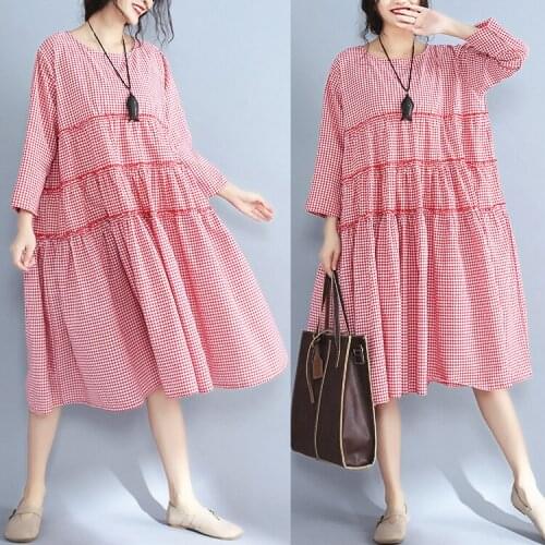 2019 New Brand Maternity Dress Woman Plaid Large Size Dresses Pregnant Woman Casual Clothing MD-00446