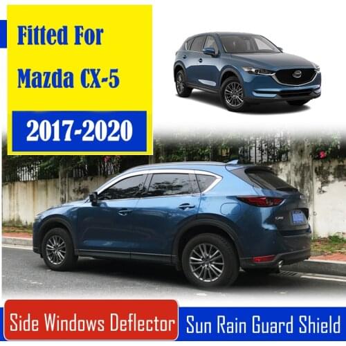 1 Set Chrome Side Vent Sun Shade Window Visors Rain Guard Deflectors For Mazda CX-5 2012-2017