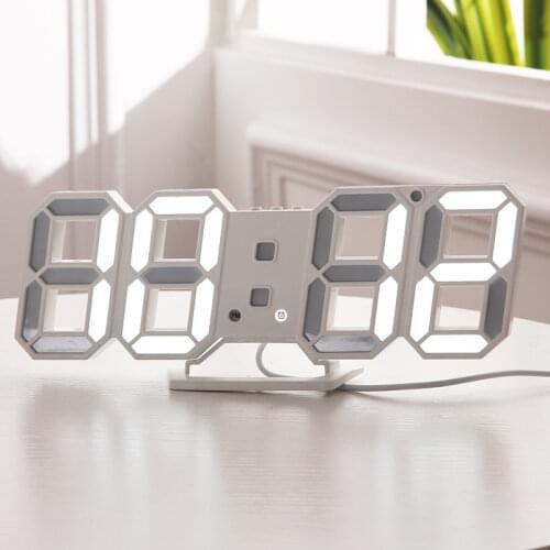 3D LED Digital Clock Snooze Bedroom Desk Alarm Clocks Hanging Wall Clock 12/24 Hour Calendar Thermometer Home Decor Gift Clock