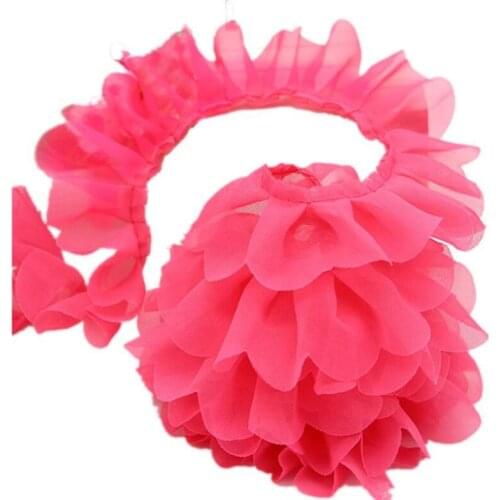 40Yards 45mm Width DIY Sewing Lace Fabric Crafts Home Decor White Red Purple Pleated Organza Embroidery Elastic Lace Trims