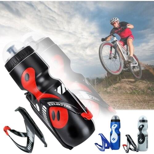 650ML Mountain Bike Bicycle Cycling Water Drink Bottle + Holder Cage Outdoor Sports Portable Water Bottle Kettle Rack Drinkware
