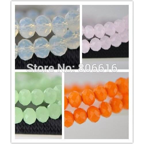 8*6MM 270Pcs Mixed 4 Colors Stone Tone Glass Roundle Crystal Beads Jewelry Loose Beads