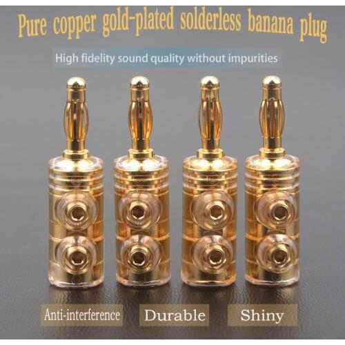 8Pcs Pure Copper Plated Solderless Banana Plug Audio Speaker Cable Connector