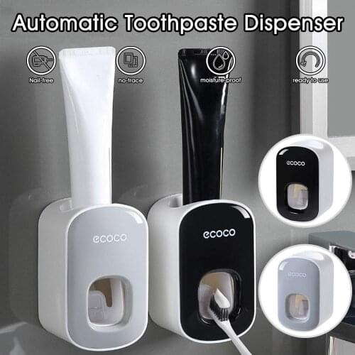 Automatic Toothpaste Dispenser Wall Mounted Children Adult Squeezer for Bathroom Punch Free