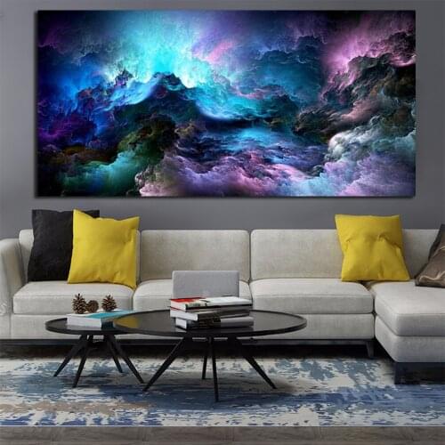 Large Size Wall Art Cloud Abstract Colorful Oil Painting Decor Blue For Canvas Painting Picture No Frame